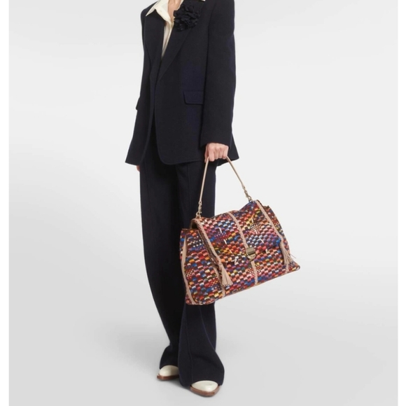 Chloé Penelope Large Braided Wool Leather Shoulder Bag Multicolor - Picture 4 of 14